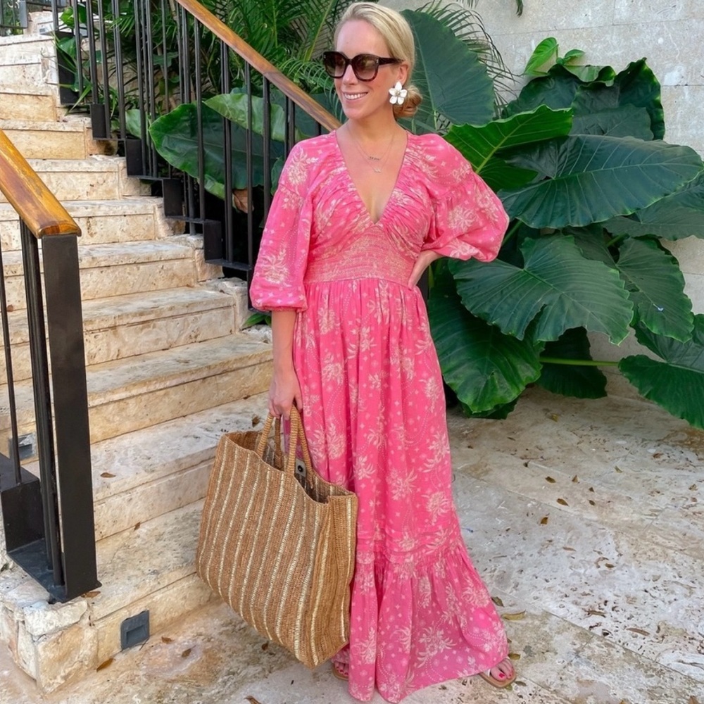 FREE PEOPLE Golden Hour Pink Maxi Dress M